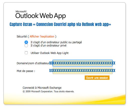 acces courrier aphp via outlook web app