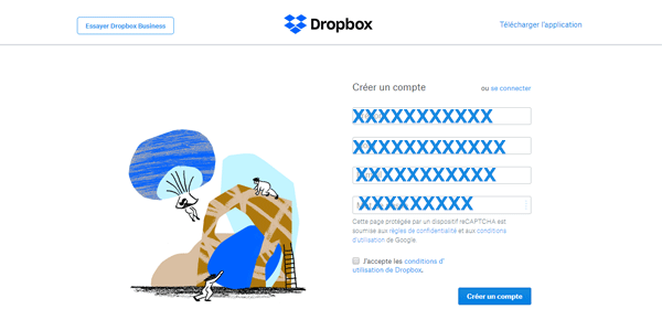 créer compte Dropbox