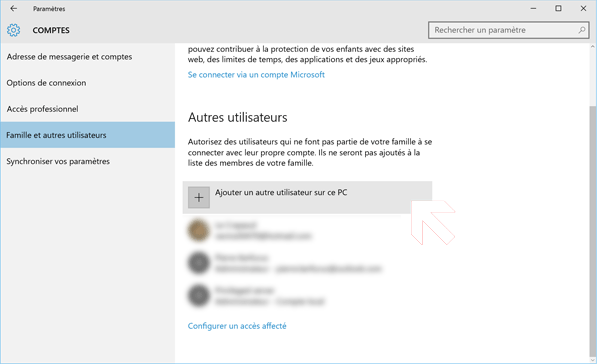 Ajouter un compte utilisateur sous Windows 10