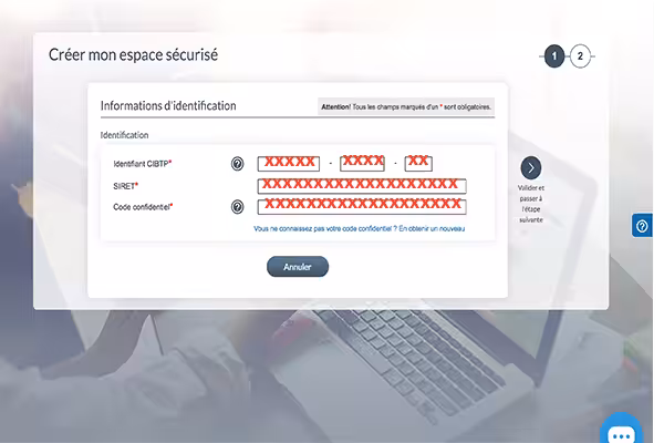 Formulaire d'inscription entreprise/tiers-déclarant