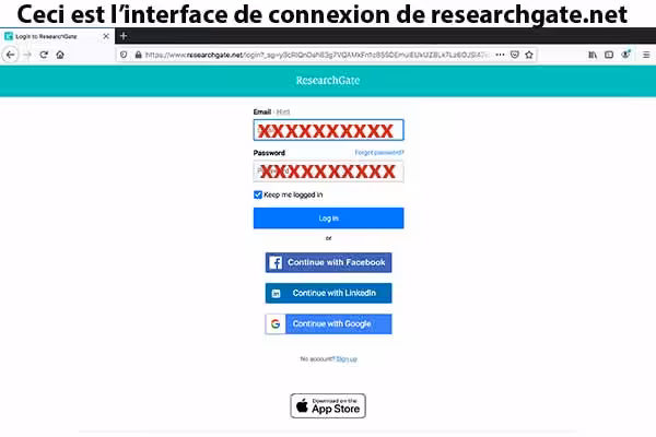 Accès au compte researchgate