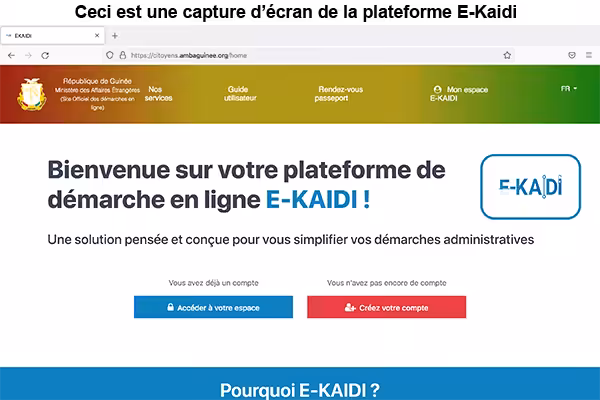 Site web de l'espace guinéen E-Kaidi