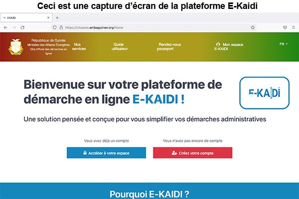 Site web de l'espace guinéen E-Kaidi
