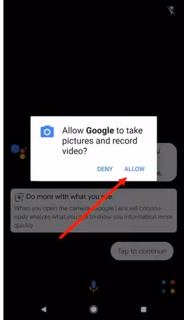 Autoriser Google Lens à prendre des photos