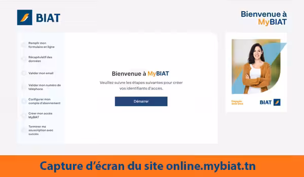 Inscription sur le site Online.mybiat.tn sur ordinateur