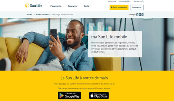 Démarches de login sur l'application Ma Sun Life mobile 