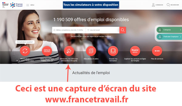 Accéder au service d'inscription ou de réinscription sur le site francetravail.fr